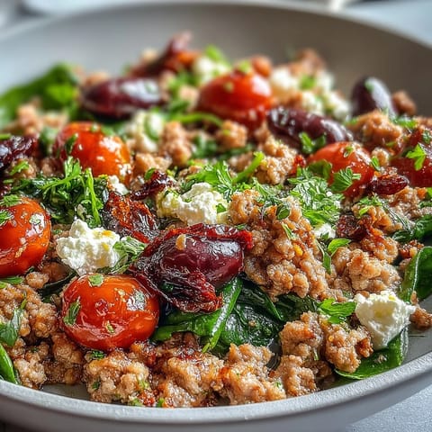 Mediterranean Keto Ground Chicken Skillet