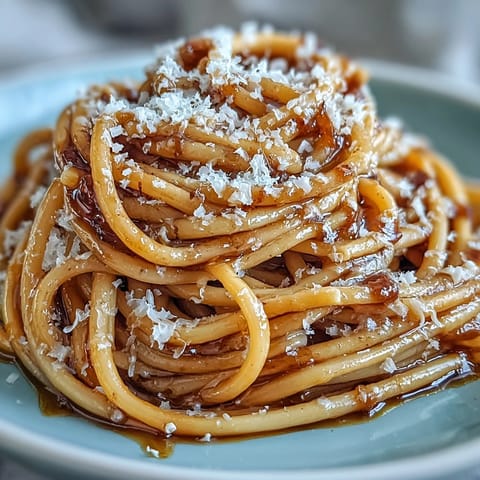 A close-up of Brown Butter Parmesan Pasta, steaming and generously topped with cheese.