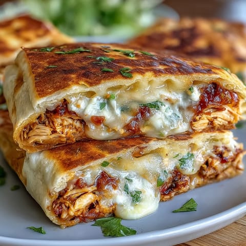 Golden baked Rotisserie Chicken Crunch Wrap Bake bursting with melty cheese and tostada crunch.
