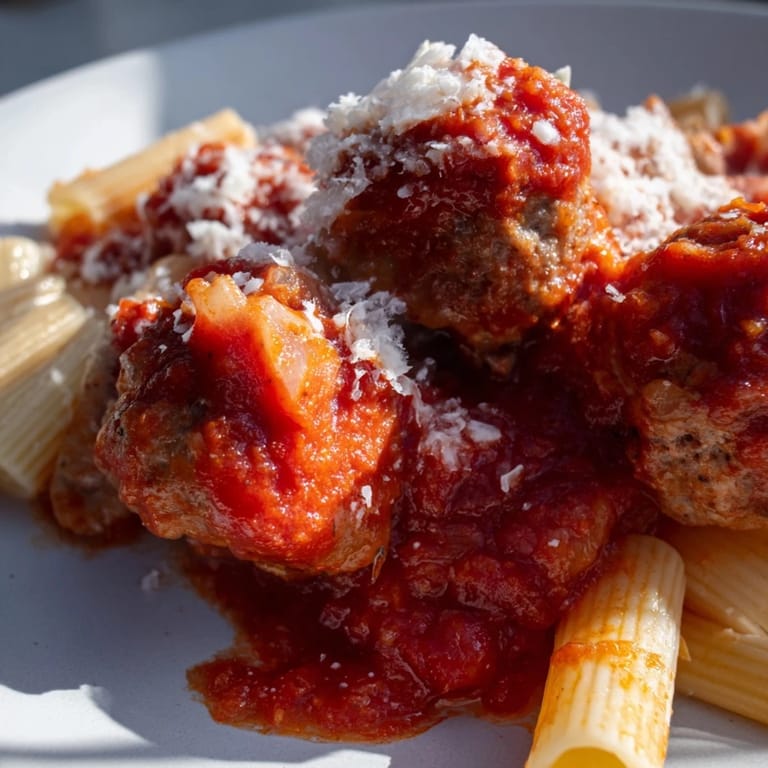 A close-up of baked turkey meatballs topped with fresh parsley and Parmesan, perfect for a healthy, protein-packed family dinner.