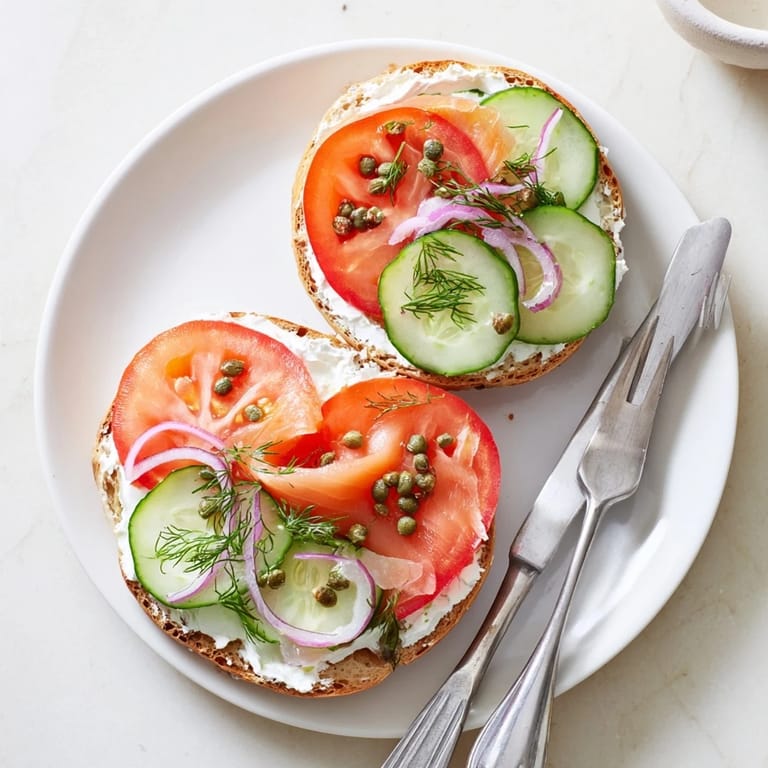 Smoked salmon and fresh dill garnish this classic Bagel with Cream Cheese for a savory breakfast.