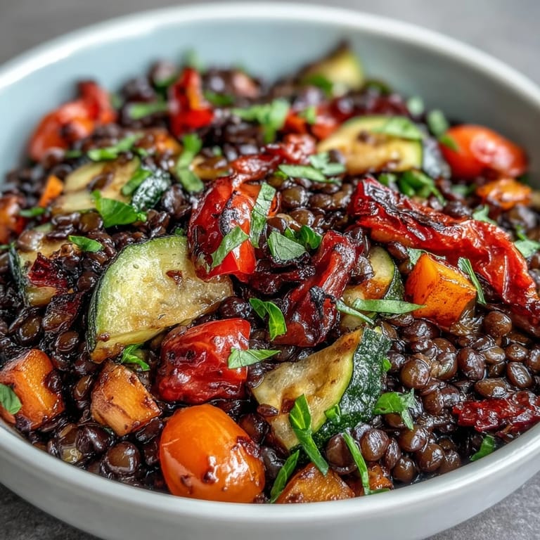 Delicious Black Lentil Salad with vibrant veggies, perfect for a healthy, satisfying meal.
