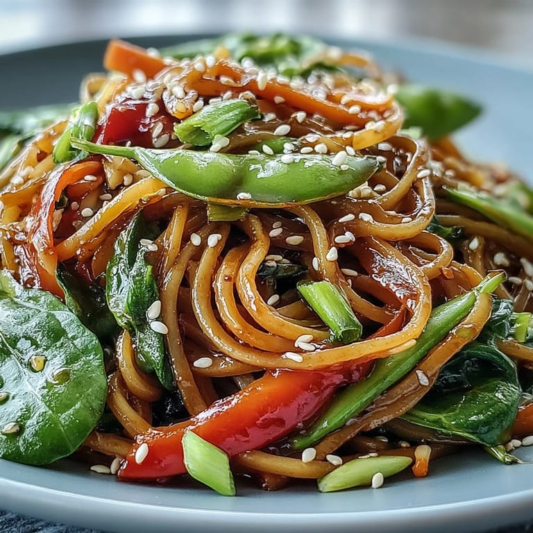 Plated Kelp Noodle Stir-Fry featuring fresh herbs and sesame seeds, ready to eat.