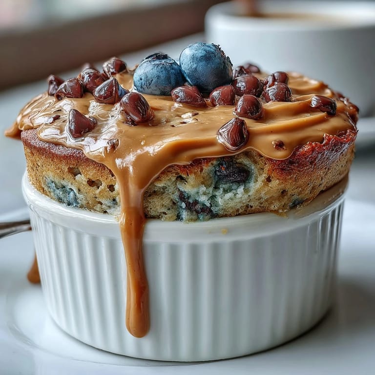 Golden, fluffy Baked Protein Pancake Bowl with a moist center, paired with a spoon and ready to enjoy as a nutritious vegetarian snack.