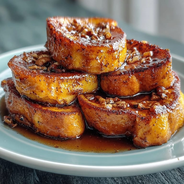Golden-baked sweet potato slices in a glossy brown sugar butter glaze, warmly spiced with cinnamon and nutmeg, perfect for holiday dinners.