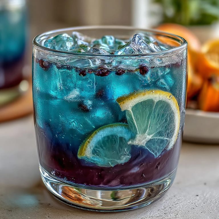 Magical Butterfly Pea Flower Color-Change Lemonade in clear glasses, showcasing the dramatic color transformation from blue to purple with fresh lemon garnish.