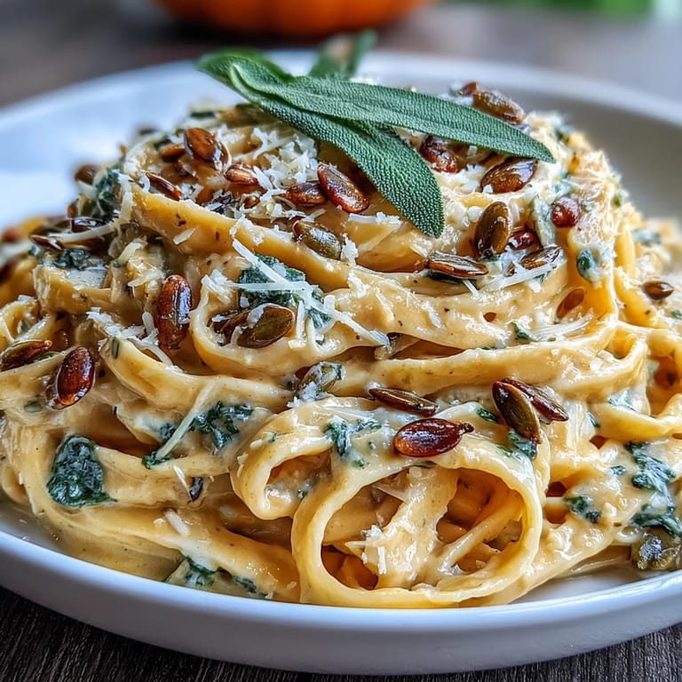 Rich Creamy Pumpkin Sage Pasta, a delicious and comforting autumn meal.