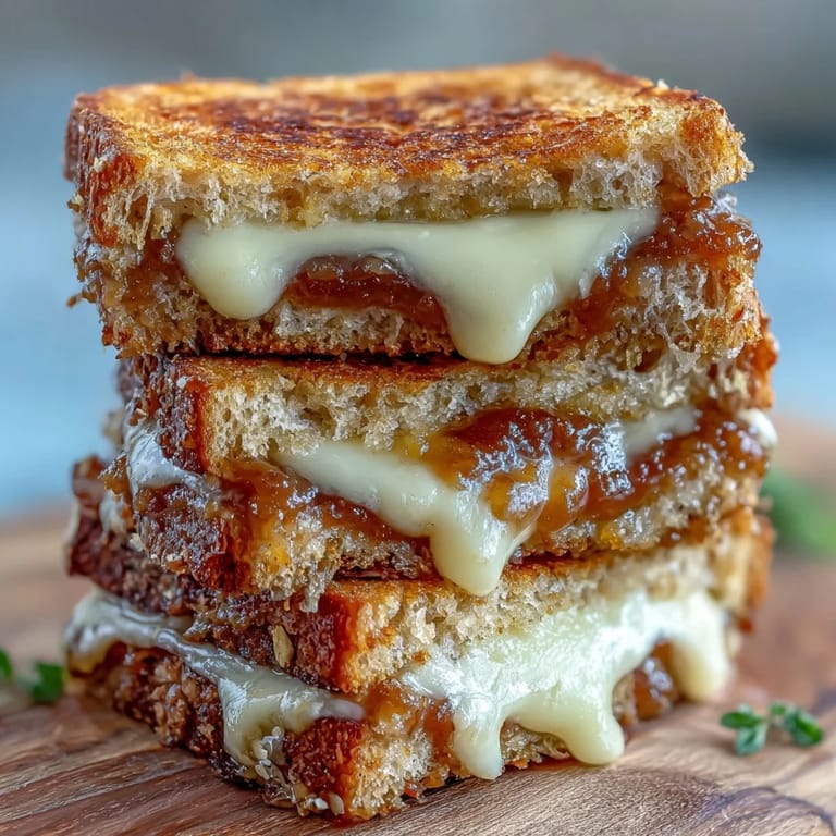 Crispy grilled sandwich featuring apple butter and creamy Brie cheese.