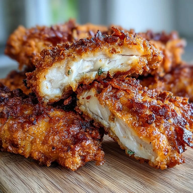 Deliciously seasoned pickle brine fried chicken tenders, ready to be dipped.