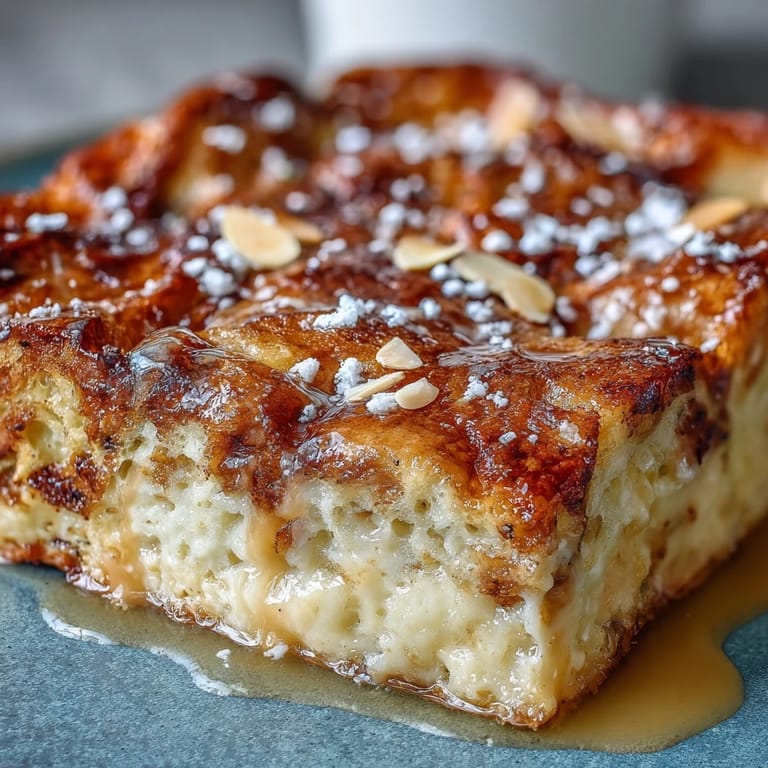 Comforting Stale Croissant French Toast Casserole, a perfect brunch spread with maple syrup.
