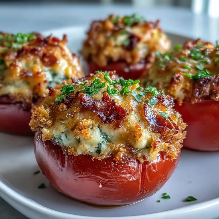 Tuna Melt Stuffed Tomatoes featuring vibrant