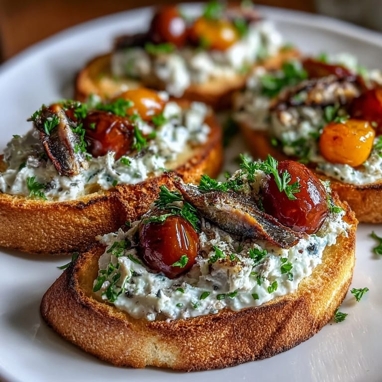 Easy European snack: rustic bread piled high with warm, creamy sardine tomato goodness.