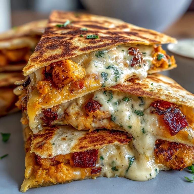 Crispy sweet potato quesadilla triangles, perfect for a quick vegetarian lunch.