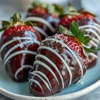 Glossy chocolate-covered strawberries on a tray, perfect for a romantic dessert or homemade gift.