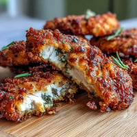 Golden pickle brine fried chicken tenders, perfectly crispy and juicy bites.