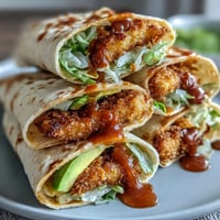 Crispy cabbage buffalo wraps bursting with spicy sauce and creamy ranch dressing.